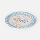 Assiettes En Carton Citrouille Boho Blue En vichy 1er anniversaire (Angle)