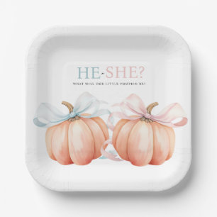 Assiettes En Carton Citrouille Bow Rose Bleu Révélation de genre