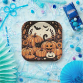 Assiettes En Carton Citrouille, Chats noirs, Chats et Pleines lunes (Fête)