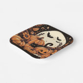 Assiettes En Carton Citrouille, Chats noirs, Chats et Pleines lunes (Angulaire)