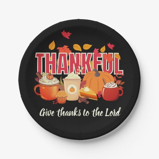 Assiettes En Carton Citrouille chrétien JE REMERCIE Thanksgiving (Devant)