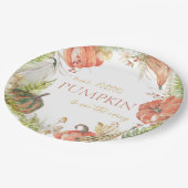 Assiettes En Carton Citrouille d'aquarelle brûlée automne Baby shower (Angle)