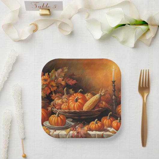 Assiettes En Carton Citrouille d'automne (Mariage)