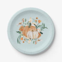 Citrouille d'automne Baby shower bleu,