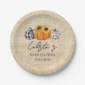 Assiettes En Carton Citrouille d'automne Baby shower Sunflower Burlap (Devant)