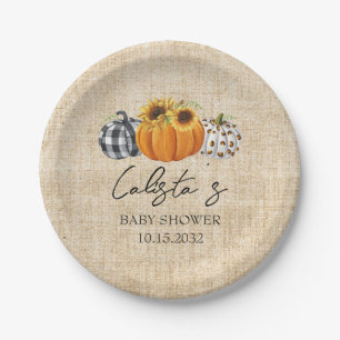 Assiettes En Carton Citrouille d'automne Baby shower Sunflower Burlap