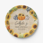 Assiettes En Carton Citrouille d'automne Sunflower Burlap Baby Sprinkl (Devant)