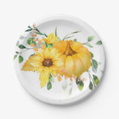 Assiettes En Carton Citrouille d'automne, tournesols et verdure (Devant)