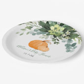 Assiettes En Carton Citrouille de automne et baby shower vert d'eucaly (Angle)
