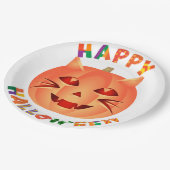 Assiettes En Carton Citrouille de chats d'Halloween (Angle)