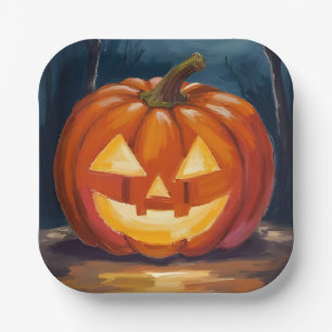 Assiettes En Carton Citrouille de Jack-O-Lantern d'Halloween