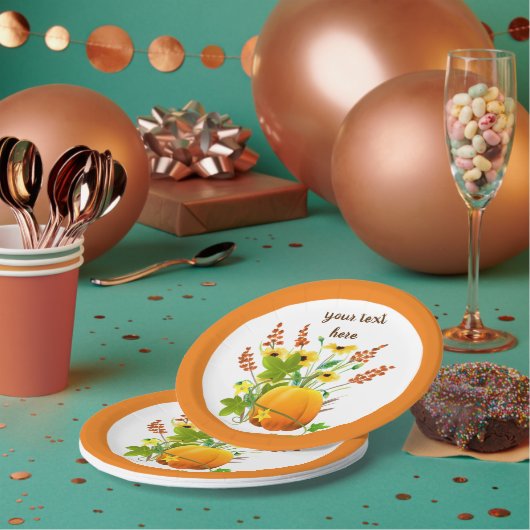 Assiettes En Carton Citrouille de la saison automnale (Multi)