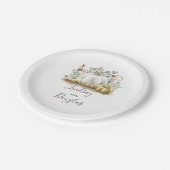 Assiettes En Carton Citrouille de récolte automnale blanche et or (Angle)