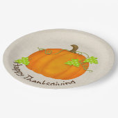 Assiettes En Carton Citrouille de Thanksgiving sur Burlap (Angle)