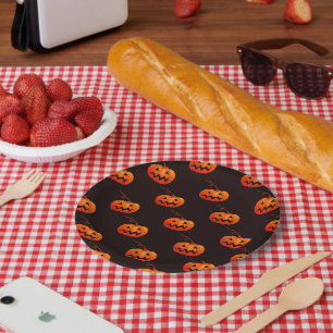Assiettes En Carton Citrouille D'Halloween, Citrouille Orange Trou Ou