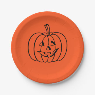 Assiettes En Carton Citrouille d'Halloween Orange Jack-o-Lantern