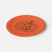 Assiettes En Carton Citrouille d'Halloween Orange Jack-o-Lantern (Angle)