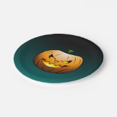Assiettes En Carton Citrouille d'Halloween sur plaque de papier (Angle)