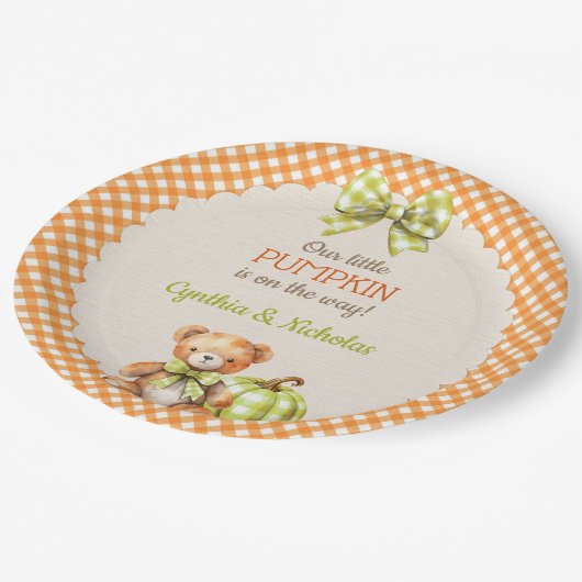 Assiettes En Carton Citrouille d'ours en peluche d'automne (Angle)