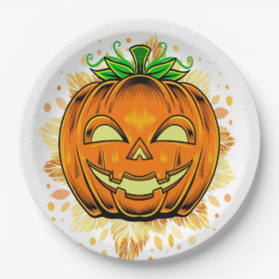Assiettes En Carton Citrouille Éffrayant du parti Halloween Jackolante