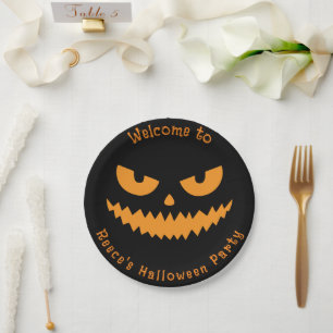 Assiettes En Carton Citrouille éffrayant Face Enfants Halloween Party