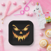 Assiettes En Carton Citrouille effrayant Jack-o'-lantern Face Hallowee (Fête)