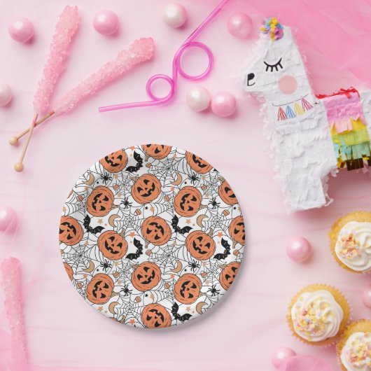 Assiettes En Carton Citrouille éffrayant Motif Halloween (Fête)