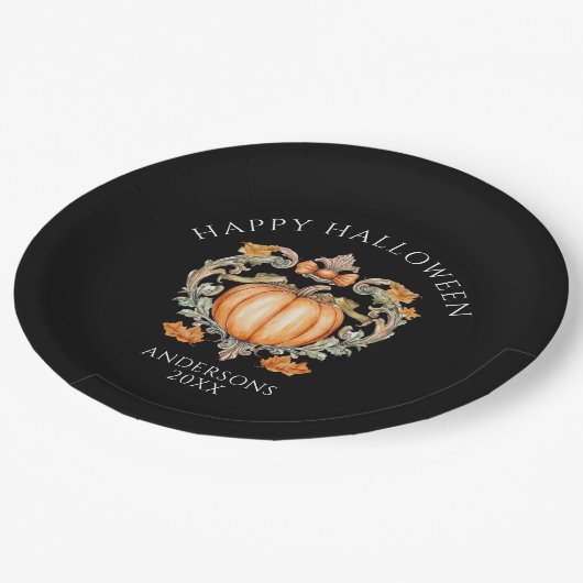 Assiettes En Carton Citrouille élégante d'automne (Angle)