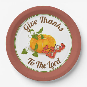 Assiettes En Carton Citrouille et baies tombent en terre cuite Thanksg