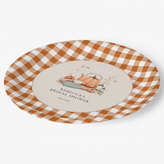 Assiettes En Carton Citrouille et épices et tout Baby shower agréable (Angle)