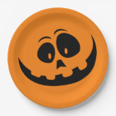 Assiettes En Carton Citrouille Face Orange Halloween (Devant)