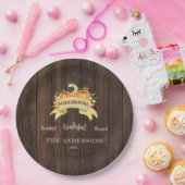 Assiettes En Carton Citrouille Feuille Bon thanksgiving bois (Fête)