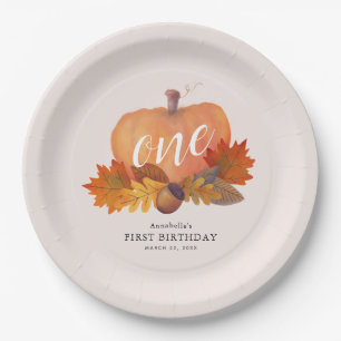 Assiettes En Carton Citrouille Feuilles d'automne Blush rose fille Ann