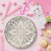 Assiettes En Carton Citrouille Filigree en or sur blanc (Fête)