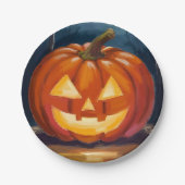 Assiettes En Carton Citrouille Halloween Jack-O-Lantern (Devant)