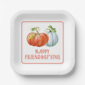 Assiettes En Carton Citrouille Happy Friendsgiving brûlé orange chute (Recto)