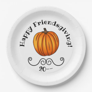 Assiettes En Carton Citrouille heureux de Friendsgiving