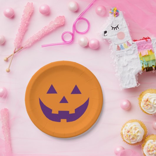 Assiettes En Carton Citrouille Jack-o'-lantern orange violet d'Hallowe (Fête)
