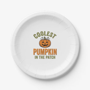 Assiettes En Carton Citrouille la plus cool du patch Halloween vintage