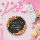 Assiettes En Carton Citrouille Lumière Automne Automne Bois rustique G (Fête)