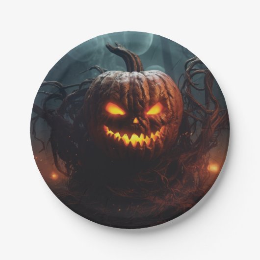 Assiettes En Carton Citrouille mal (Devant)