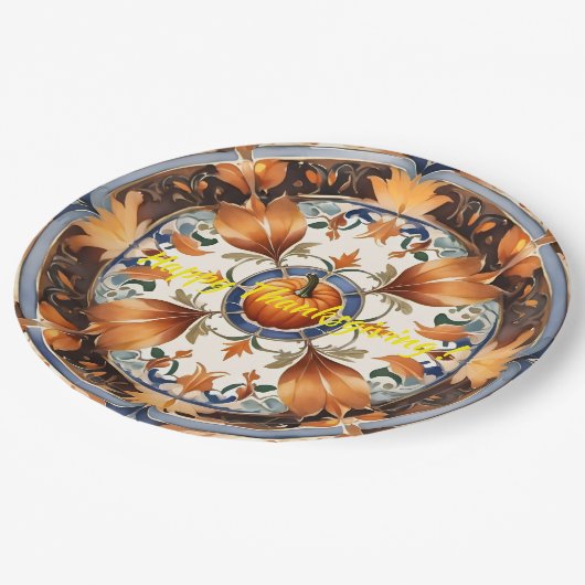 Assiettes En Carton Citrouille moderne Thanksgiving Collection d'autom (Angle)