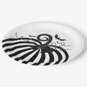 Assiettes En Carton Citrouille noir blanc rayé et chauves-souris Hallo (Angle)