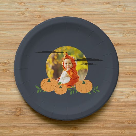 Assiettes En Carton Citrouille Patch photo Halloween