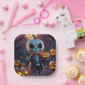 Assiettes En Carton Citrouille Patch Skeleton Companion (Fête)