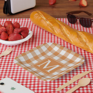 Assiettes En Carton Citrouille personnalisé Orange En vichy Motif
