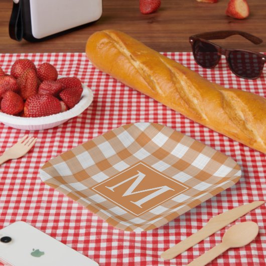 Assiettes En Carton Citrouille personnalisé Orange En vichy Motif (Pique-nique)