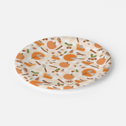 Assiettes En Carton Citrouille Pie Automne Motif d'automne (Angle)