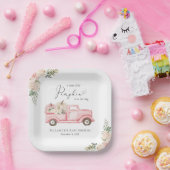 Assiettes En Carton Citrouille Pink Floral Camion Baby Girl Douche (Fête)