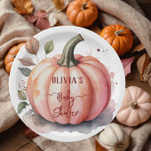 Assiettes En Carton Citrouille rose Aquarelle Boho Baby Girl Douche